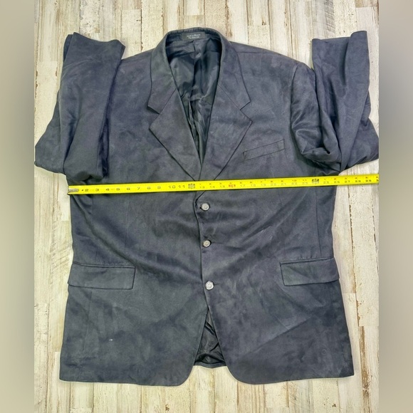Andrew Fezza Suede Blazer 46R Black 3 Button Jacket - Picture 4 of 11